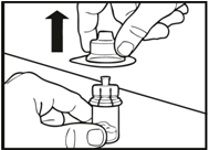 Usare un nuovo tampone detergente per pulire il tappo di gomma. Non toccare il tappo di gomma dopo averlo pulito.