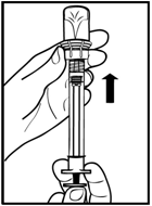 PREPARAZIONE DELLA SOMMINISTRAZIONE MEDICINALE RICOSTITUITO Operazione 15: Prelievo con la siringa di 1,0 ml del medicinale ricostituito Capovolgere la siringa e il flaconcino.