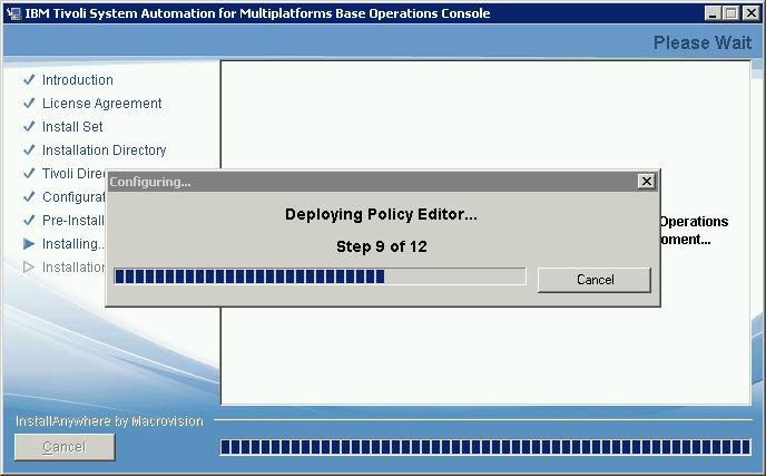 14. La seguente finestra viene visualizzata durante la fase di configurazione: Nota: è possibile annullare l installazione in qualsiasi momento.