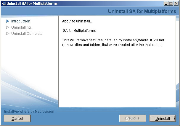 Capitolo 8. Disinstallazione di System Automation for Multiplatforms su Windows Procedura di disinstallazione Note: 1.