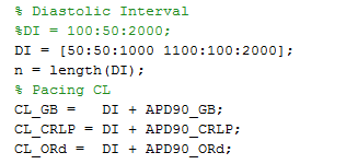 calcolato per ogni modello il valore di APD90 stazionario, e si è poi sommato tale valore al vettore dei DI scelto (Fig. 3.21) Figura 3.