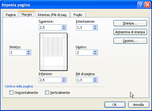 Impostare la pagina Dalla scheda Margini si definiscono le distanze