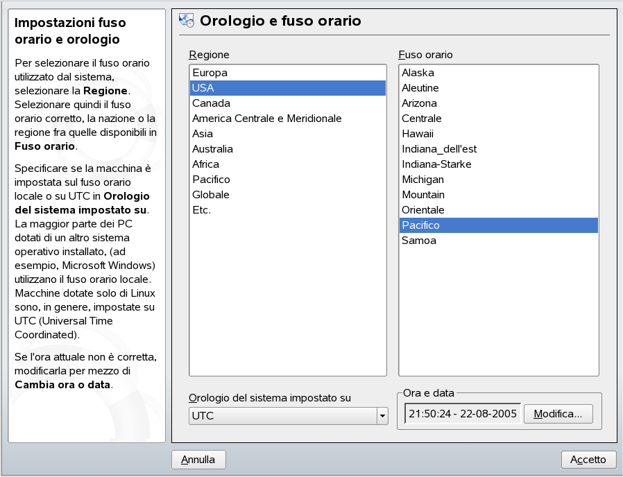 Figura 1.1 Selezione del fuso orario 1.7 Selezione desktop In SUSE Linux è possibile scegliere tra diversi desktop. KDE e GNOME sono potenti ambienti desktop grafici simili a Windows.