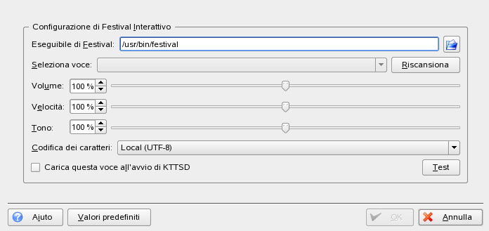 NOTA: Lingue aggiuntive A causa di incompatibilità di licenza, in questa distribuzione può essere incluso solo l'inglese. Per ulteriori informazioni su festival, vedere http://festvox.org/.