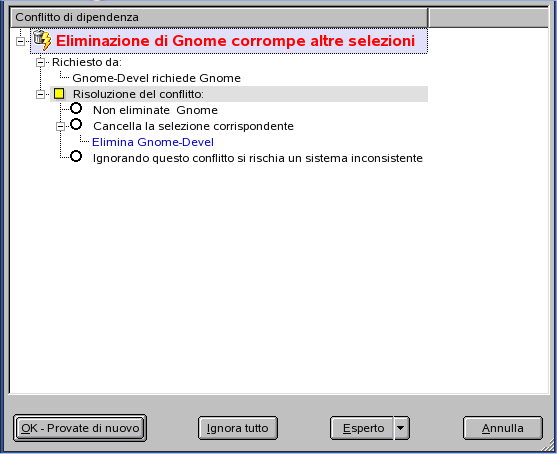 Figura 3.3 Gestione dei conflitti del gestore pacchetti 3.2.2 Modifica dell'origine dell'installazione YaST può gestire diverse origine di installazione.