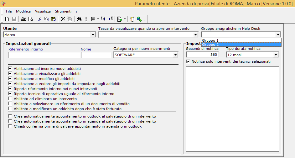 Terminata la creazione dei gruppi, nella Configurazione