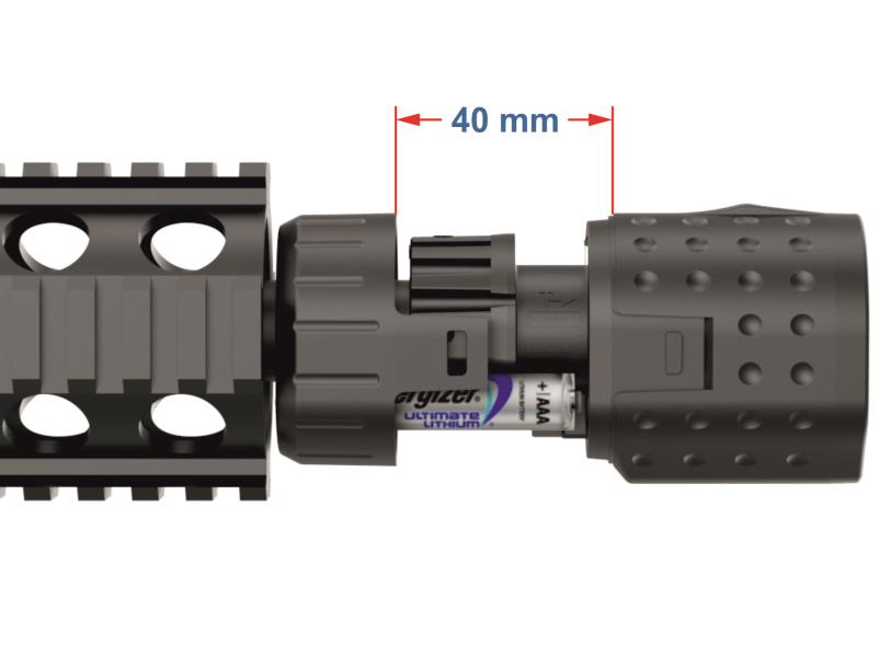 ACCESSORI PROLUNGA CANNA INSTALLAZIONE 2 Prolunga Canna tipo (A) Come illustrato nella figura questo tipo di prolunga permette di fissare / collimare LASERLED e contemporaneamente avere spazio