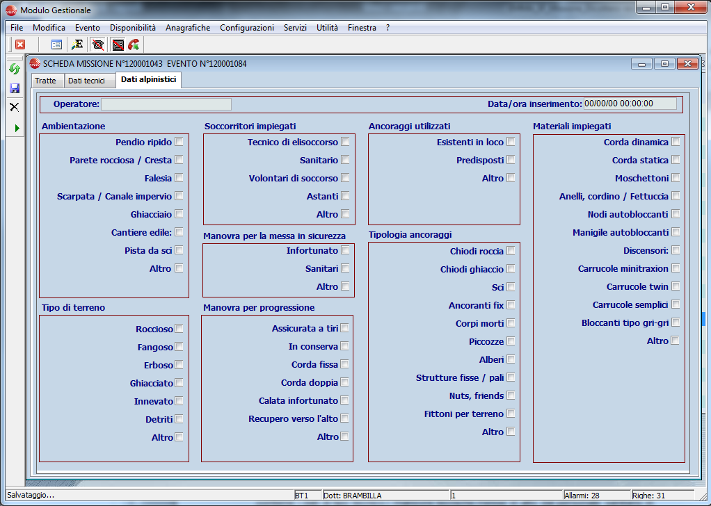 Figura 52: Missione Elicottero (terzo tabpage) 4.1.2.2 Missioni attive Tramite questa funzione l operatore è in grado di visualizzare i dati relativi alle missioni attive.