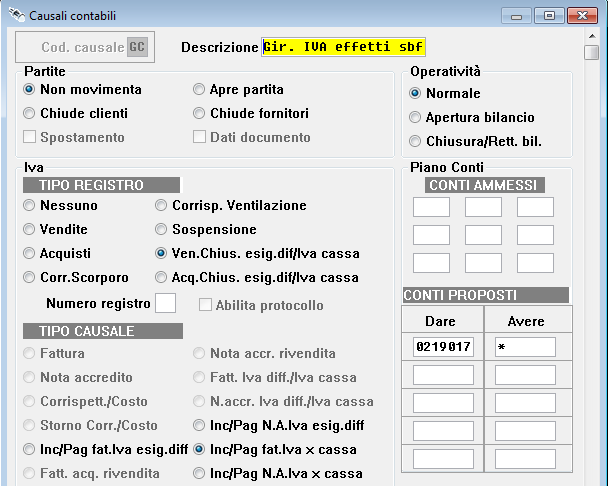 contabilizzazione degli effetti verranno generate in automatico le registrazioni di chiusura degli effetti (Emissione effetti), con normale causale contabile senza parte IVA; questo comporta che