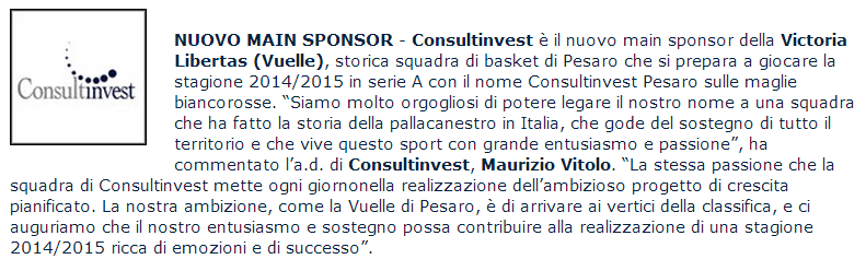 squadra di basket Vuelle Il gruppo modenese è il nuovo main sponsor della