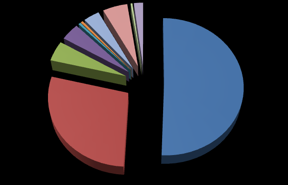 Composizione dei costi per funzioni di spesa 0,4% 0,5% 3,5% 5,4% 2,0% 4,1% 0,5% 4,8% personale beni e servizi medicina generale farmaceutica convenzionata 50,7% specialistica convenzionata e