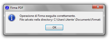 Pagina 17 di 18 Al termine del processo di firma, che richiede qualche secondo, DiKePDF mi confermerà che l attività si è conclusa con successo