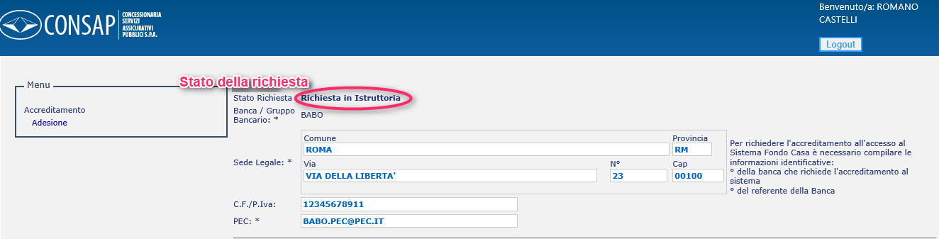 Figura 11: Completamento della domanda Il file viene caricato tramite apposita funzione. Con l utilizzo della funzione Presenta, la richiesta viene inoltrata al Gestore.