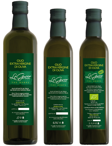 Le Gocce: Equilibrato olio extravergine del territorio, gradevole sia con cibi cotti che per condimento a crudo. 1 00% italiano.