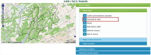 Utilizzo 2.1 1 - WebGIS Il WebGIS si presenta diviso in due parti (Figura 2.