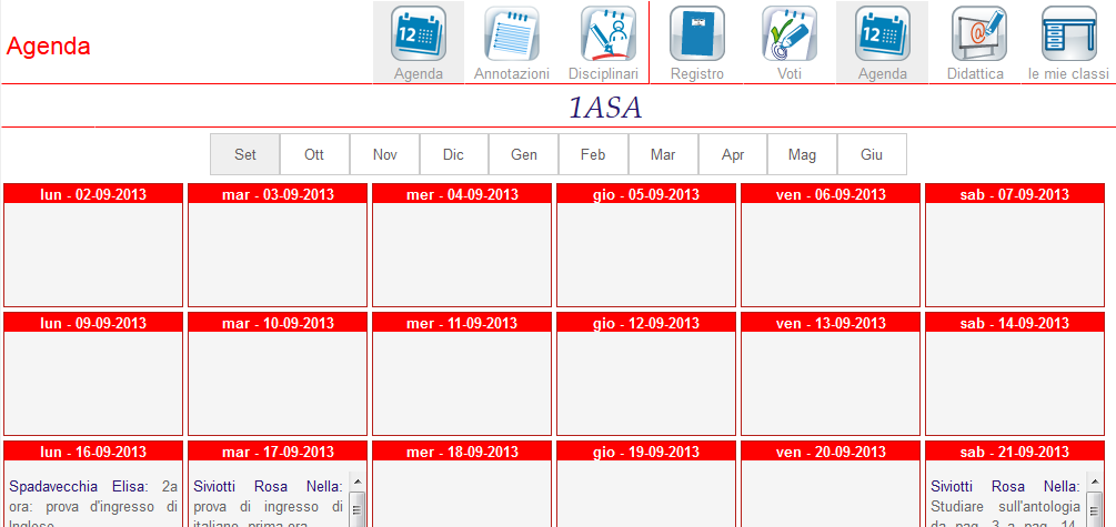 PROGRAMMAZIONE DI VERIFICA (o di un qualsiasi evento relativo ad un giorno successivo) Seleziono "le mie classi" e tra quelle proposte scelgo la classe per cui voglio fissare la verifica (nella Demo