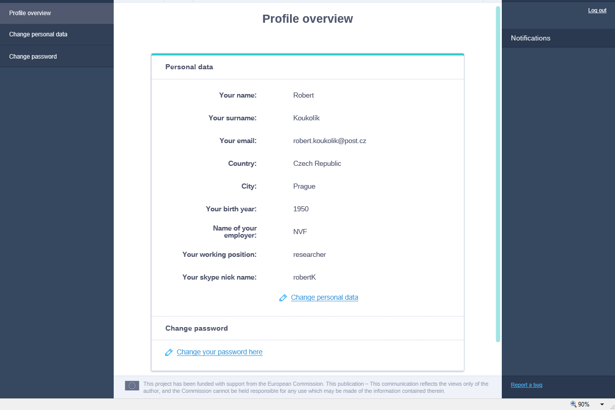 7.5 Il profilo Le informazioni inserite nel modulo di registrazione vengono salvate nel "profilo" (Figura