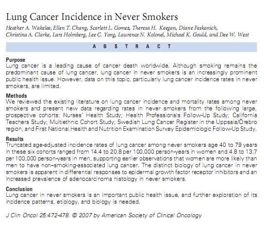 Quali differenze nei NSCLC DEI NON FUMATORI? Per never smoker si intende il paziente che non ha mai fumato o che ha fumato meno di 100 sigarette nella sua vita.