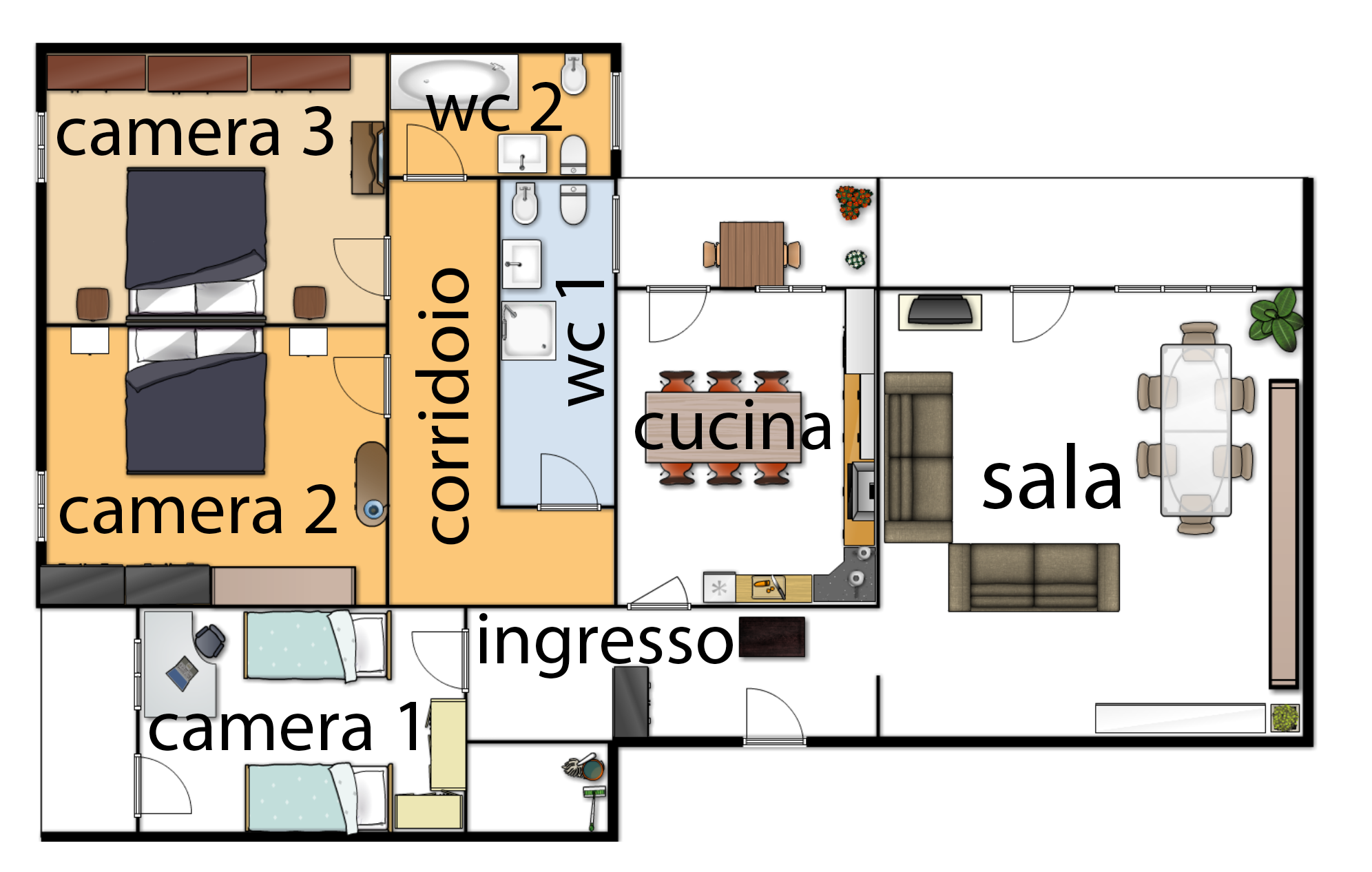 44 CAPITOLO 4. ANALISI DEI RISULTATI E SVILUPPI FUTURI in appositi file poi rielaborati per valutare le performance del sistema. Figura 4.1: La mappa dell abitazione usata per il test 4.