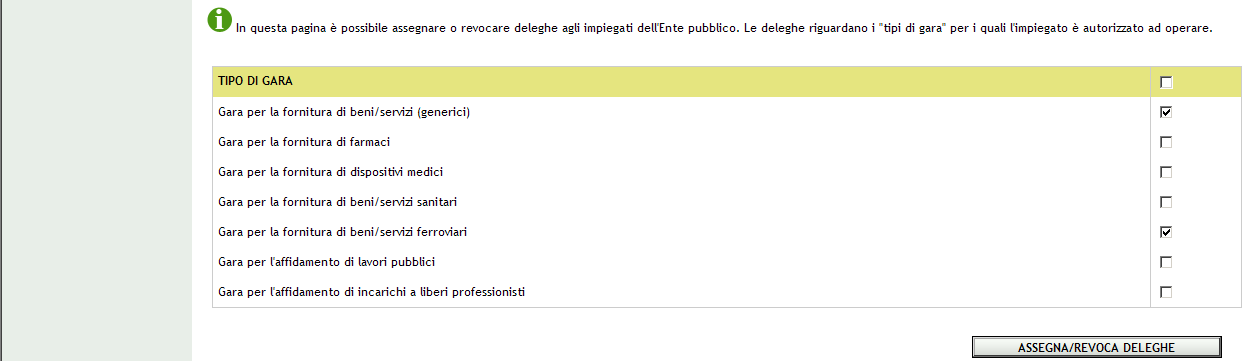 Deleghe Una Delega autorizza un Impiegato a svolgere particolari funzioni di gestione per la categoria merceologica scelta.