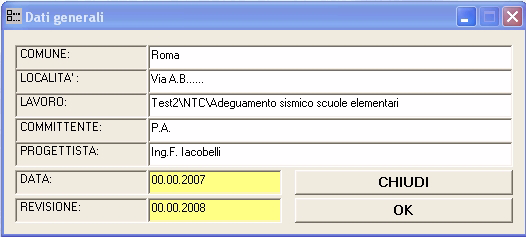 STAMPA FILE: Il programma stampa ed archivia il lavoro che è stato elaborato; si possono scegliere tutte o le singole sezioni di stampa DATI GENERALI: DATI PRICIPALI: DATI MATERIALI: DATI DI PIANO: