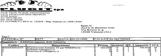 incomprensioni) da un concorrente iscritto alla richiesta in data 5-1 -2000. (dal documento sottoesposto, sempre rilevato dal database N.A.