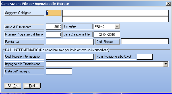 Dopo il controllo delle verifiche inserite su VPMF (fare un stampa da VERIFICAZIONI -> STAMPA -> Selezionare il trimestre -> verificare che coincida con il cartaceo), procedere con Genera FILE per