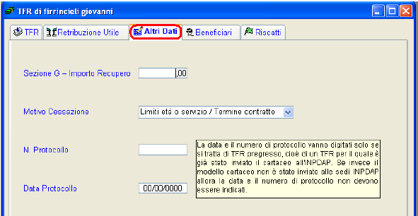 La funzione Modifica importo, attivabile tramite l'icona, consente all'utente di inserire / modificare l'importo lordo dell'indennità di direzione quota fissa utile ai fini del TFR.