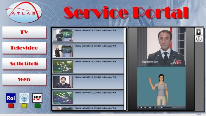 GLI STRUMENTI ATLAS SERVICE PORTAL: Portale dei contenuti disponibili in Piattaforma ATLAS TV Sottotitoli WEB Televideo