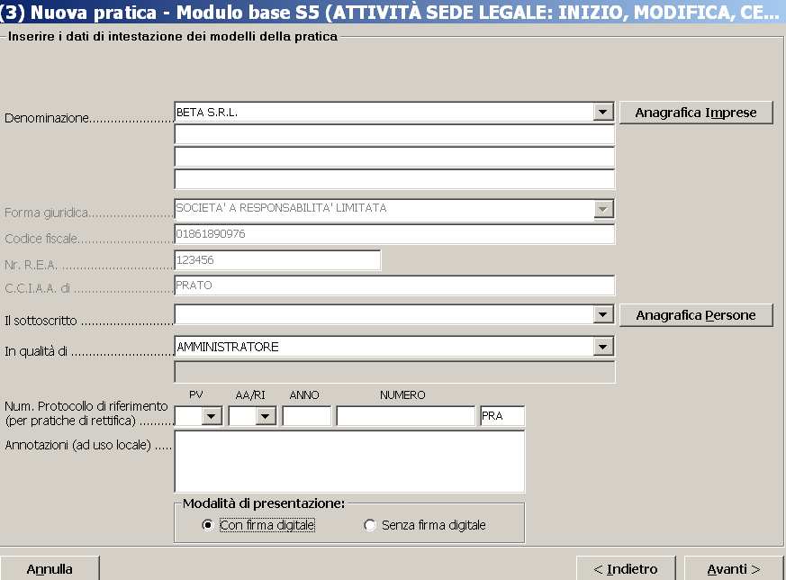 Nel nostro caso si dovrà verificare se la società è attiva o se vogliamo variare o cessare l attività o in quale luogo modificheremo l attività ed in base a tali presupposti si dovrà usare modelli