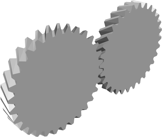 Ruote cilindriche a denti elicoidali Una ruota dentata cilindrica a denti dritti può essere pensata generata da un segmento AB, solidale al piano (piano dei contatti) e parallelo agli assi dei