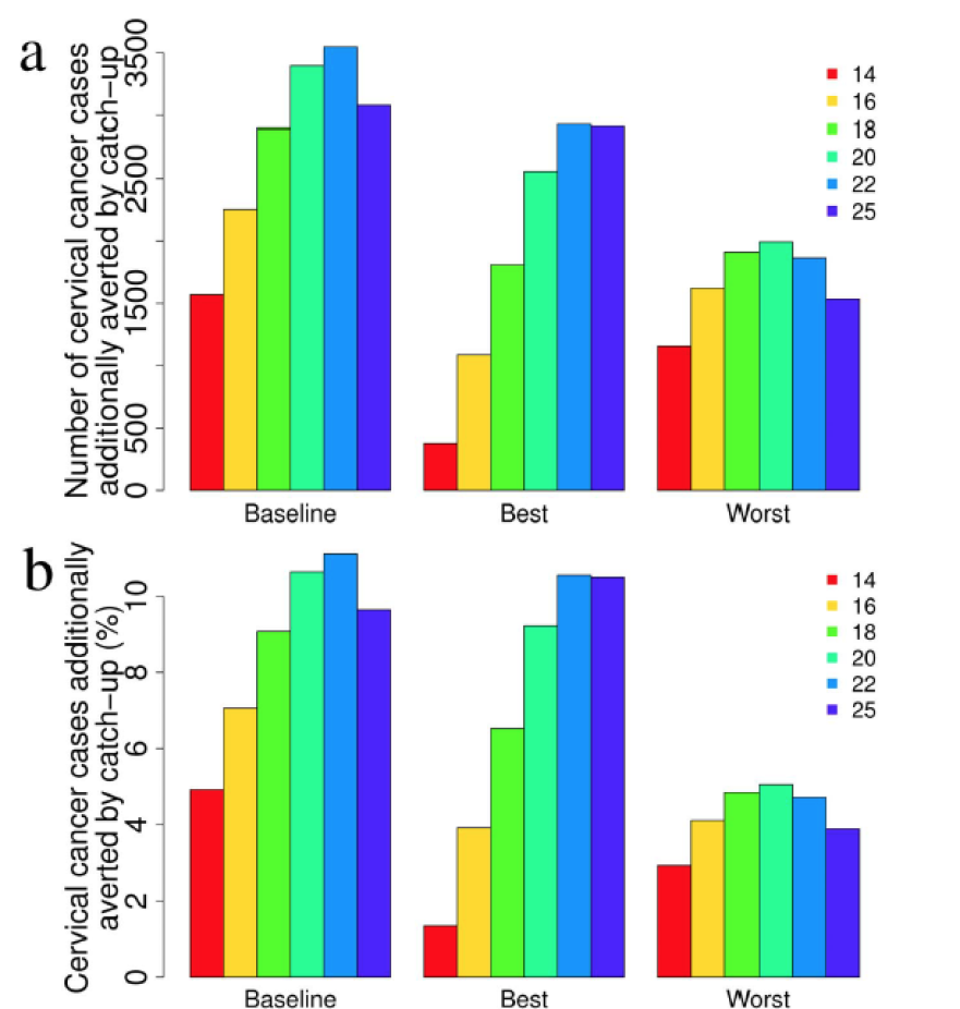 Efficacy of catch-up strategies administered at different ages Periodo di simulazione 2013-2093 Catch-up delle 25enni fino al 2022 Guzzetta et al.