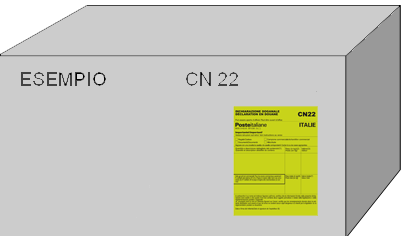 Esempio di CN 23 (retro) Esempio di confezionamento CN 22 Proprietà di Poste Italiane S.p.A.