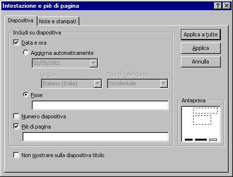 Figura 27 - Finestra di dialogo Intestazione e piè pagina. 6.3 TESTI E IMMAGINI 6.3.1 