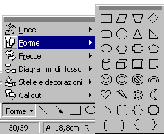 Figura 42 - Barra degli strumenti Disegno, pulsante Forme. 6.4.3.