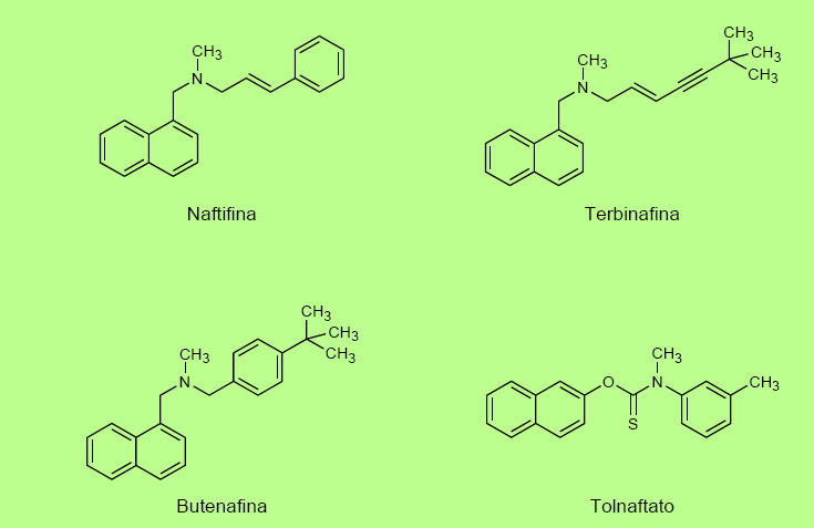 Caratterizzate dalla presenza di un gruppo allilaminico (naftifina e terbinafina) Butenafina e tolnaftato