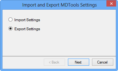 Mantieni/trasferisci impostazioni MDTools tra versioni o computer MDTools 750 MDTools 755 XML