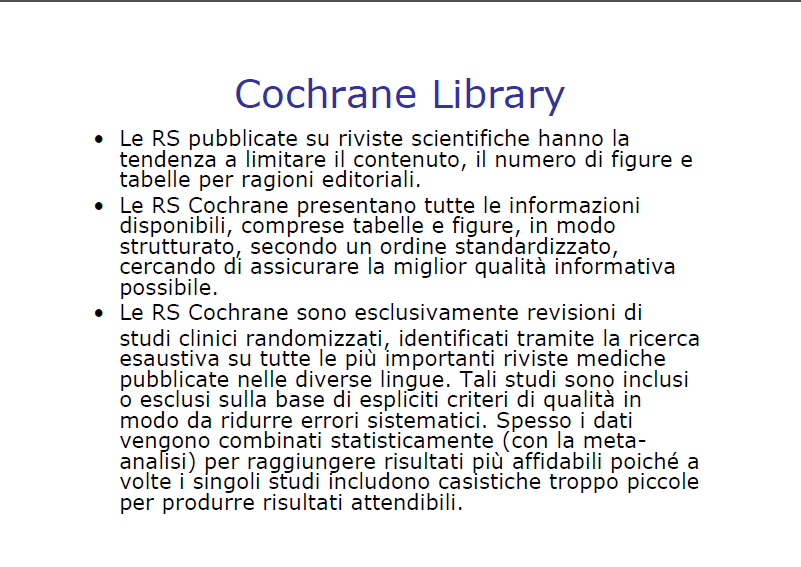 RICERCA TUTTI GLI STUDI PUBBLICATI E NON PUBBLICATI, GLI STUDI SONO INCLUSI ED