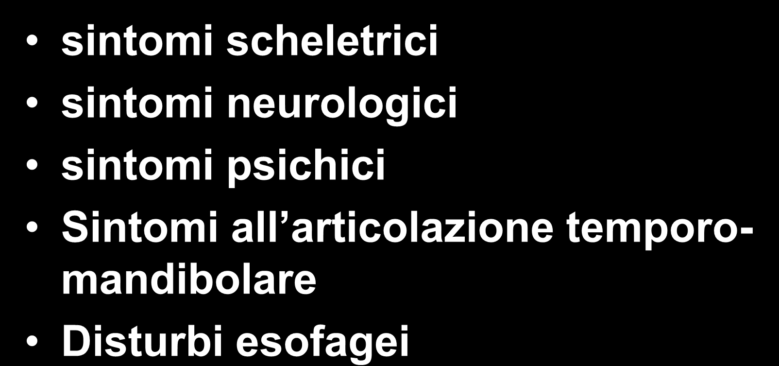 Traumi cervicali minori sintomi scheletrici sintomi neurologici sintomi