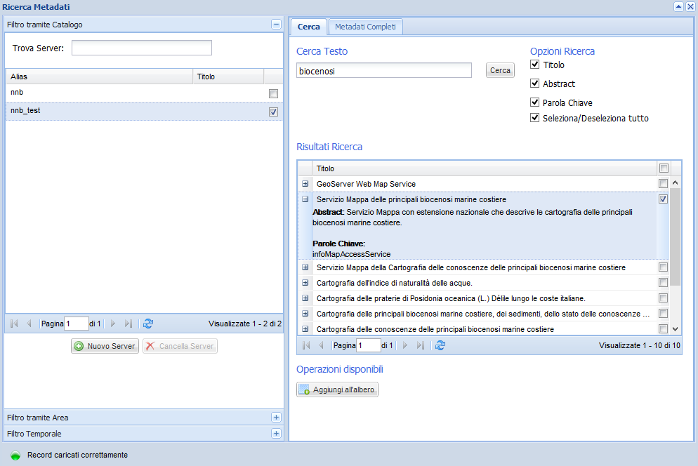 WebGIS NNB Caratteristiche e utilizzo Caricamento di un