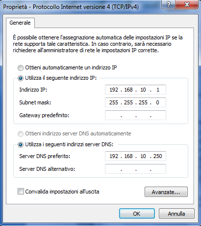 Le impostazioni di fabbrica rendono accessibile ARTECO-4000 all indirizzo IP 192.168.10.1 sulla porta TCP 7000 con username administrator e password 1234.