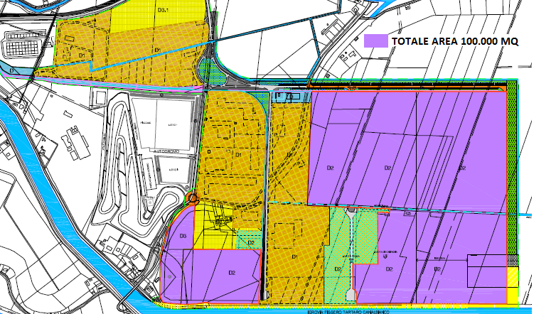 LOCALIZZAZIONE STAZIONI INTERPORTO DI ROVIGO SPA IPOTE N 2 - AIA Viale Delle Industrie 53-45100 Rovigo VERIFICA PREREQUITI DELL AREA - dimensione dell area 100.000 mq - Distanze di sicurezza esterne.