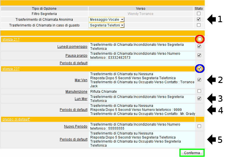 I periodi ed i gruppi di default verranno sempre applicati.