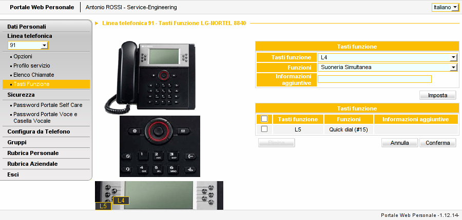 3.11.5 IP-Phone LG-Ericsson 8840 Il terminale LG-Ericsson 8840 dispone di 2 tasti personalizzabili, 13 se presente l apposito modulo di espansione estensione.