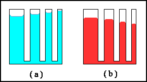 forze. Quando prevalgono le forze di coesione, il menisco è convesso e nei capillari il livello del liquido si abbassa anziché alzarsi, come nel caso del mercurio (b).