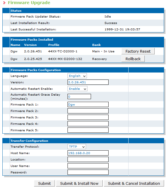 Reset hardware dell apparato Se non fosse possibile accedere all'amministrazione web del dispositivo, vi sono tre metodi che lo resettano o lo riavviano, utilizzando il pulsante di reset.