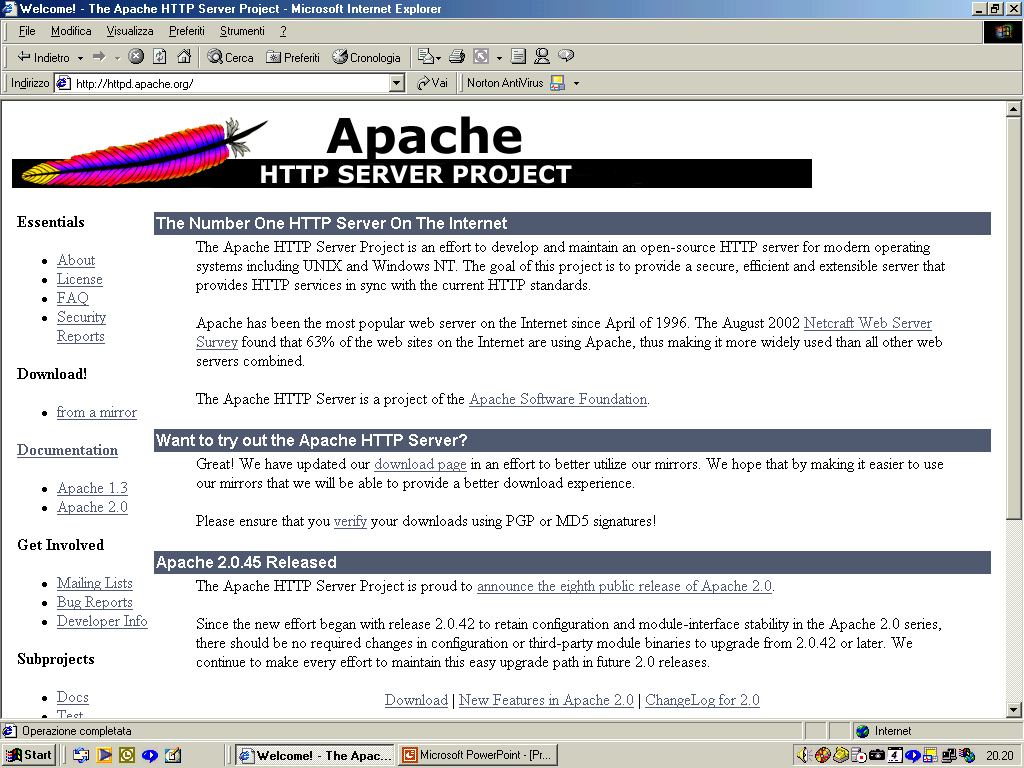 Pagine Web statiche (HTML,CSS) http://httpd.apache.