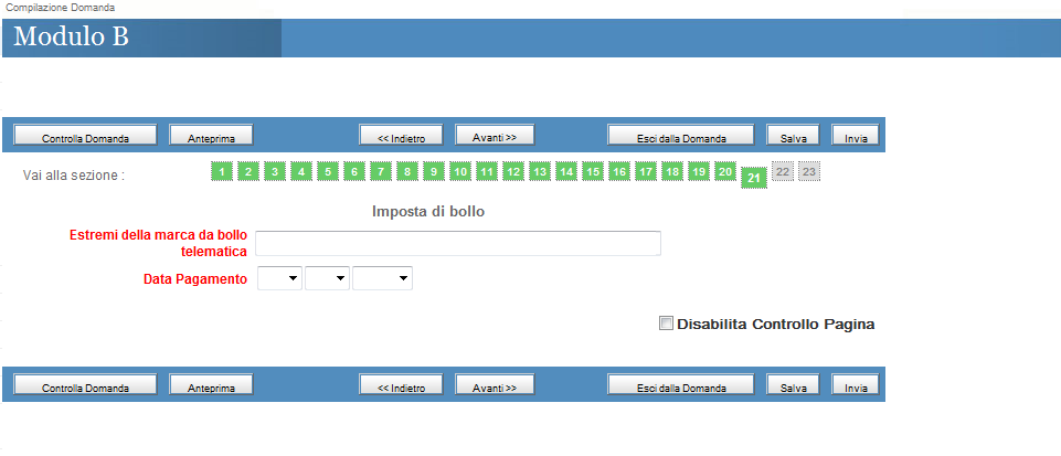 Sezione 21 I campi in rosso sono