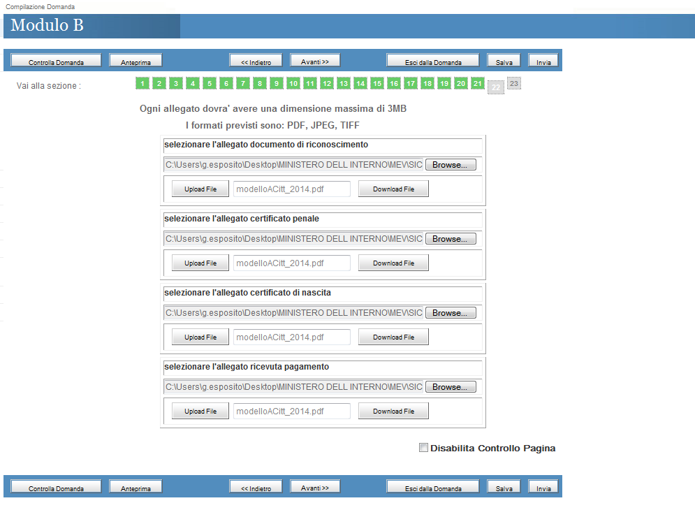 In seguito al caricamento/upload dei documenti verrà