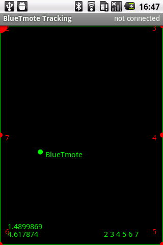 4. LOCALIZZAZIONE Figura 4.5: Presentazione della posizione del nodo mobile sullo smartphone. del programma di localizzazione sullo smartphone rispetto ad uno dei test effettuati. In tabella 4.